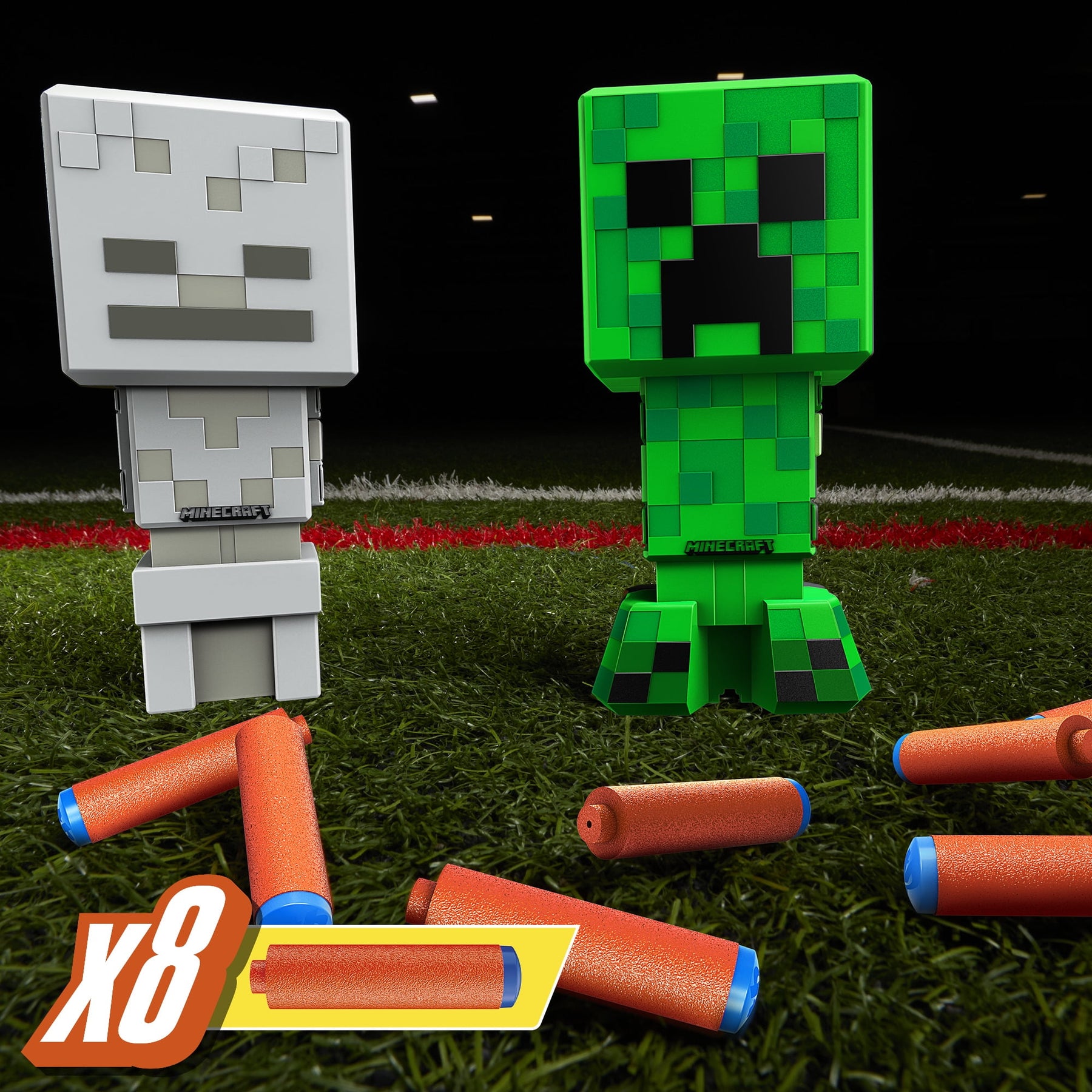 Nerf Minecraft Creeper & Skeleton Mob 2-Blaster Pack, 8 Nerf N1 Darts, Use Only with Nerf N Series