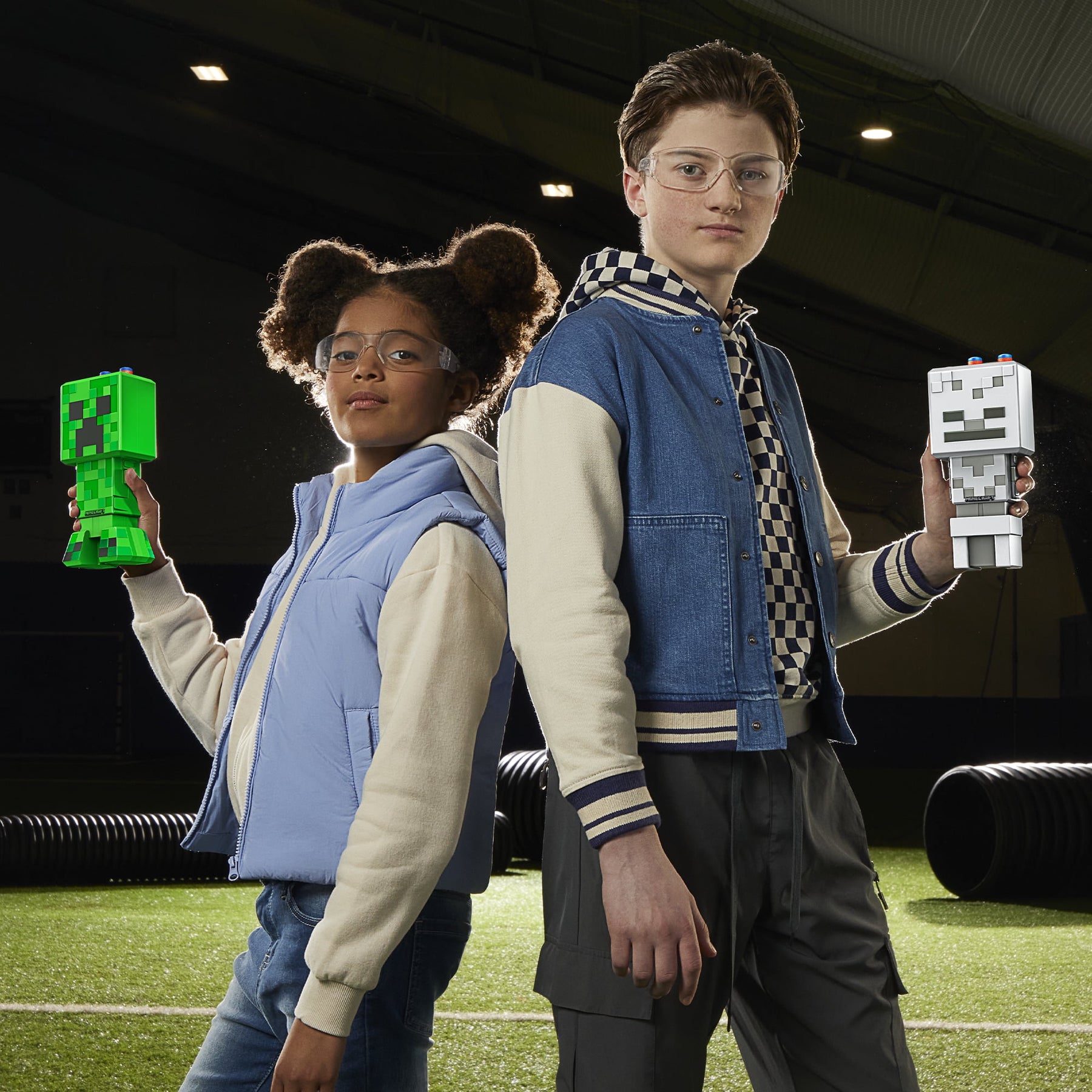 Nerf Minecraft Creeper & Skeleton Mob 2-Blaster Pack, 8 Nerf N1 Darts, Use Only with Nerf N Series