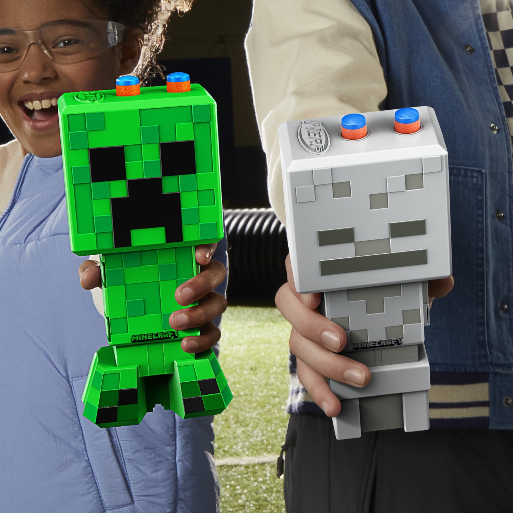 Nerf Minecraft Creeper & Skeleton Mob 2-Blaster Pack, 8 Nerf N1 Darts, Use Only with Nerf N Series