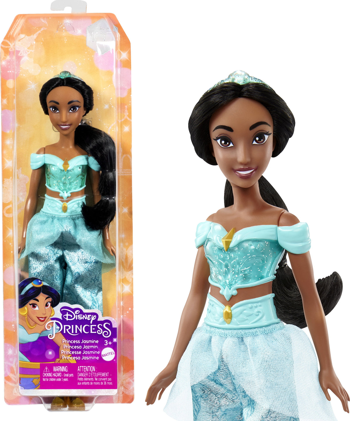 Disney Princess Jasmine 11 inch Fashion Doll with Black Hair, Brown Eyes & Tiara Accessory