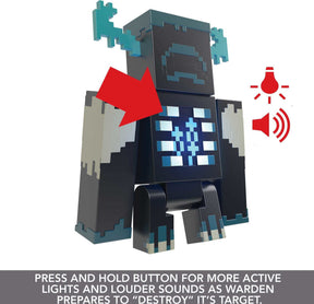 Minecraft Warden Action Figure with Lights, Sounds & Attack Mode, Collectible Toy, 3.25-inch scale